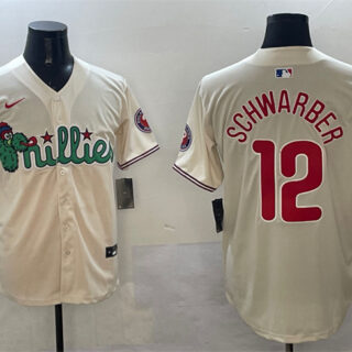 Men's Philadelphia Phillies #12 Kyle Schwarber Cream Phanatic Limited Stitched Jersey