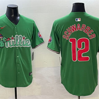 Men's Philadelphia Phillies #12 Kyle Schwarber Green Phanatic Limited Stitched Jersey