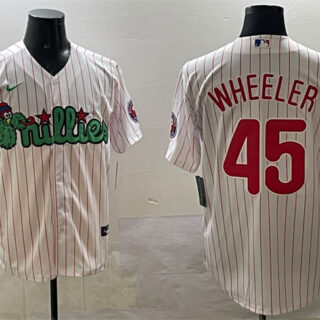 Men's Philadelphia Phillies #45 Zack Wheeler White Phanatic Cool Base Stitched Jersey