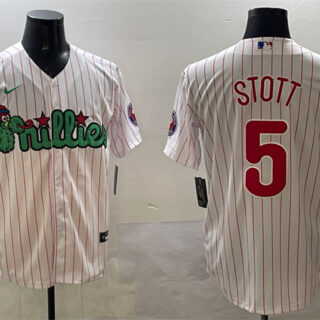Men's Philadelphia Phillies #5 Bryson Stott White Phanatic Cool Base Stitched Jersey