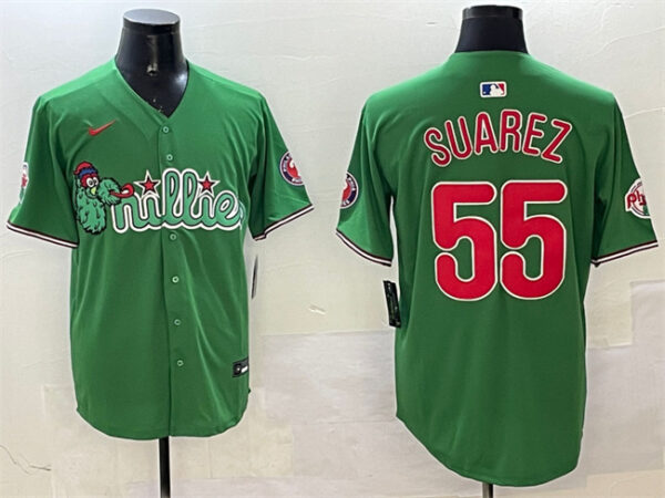Men's Philadelphia Phillies #55 Ranger Suarez Green Phanatic Limited Stitched Jersey