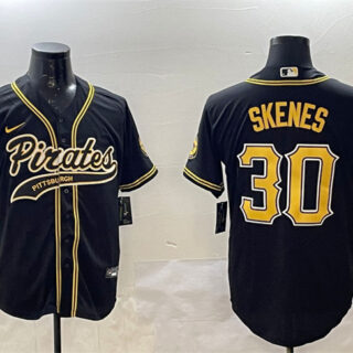 Men's Pittsburgh Pirates #30 Paul Skenes Black Cool Base Stitched Baseball Jersey