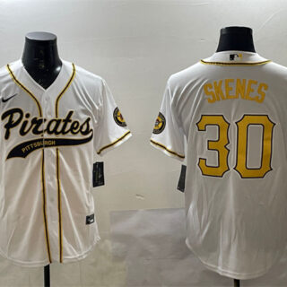 Men's Pittsburgh Pirates #30 Paul Skenes White Cool Base Stitched Baseball Jersey