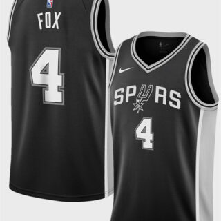 Men's San Antonio Spurs #4 De'Aaron Fox Black 2024-25 Icon Edition Stitched Basketball Jersey