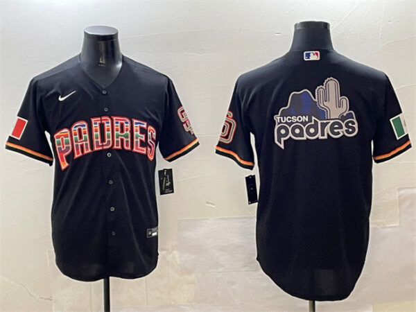 Men's San Diego Padres Team Big Logo Black Mexico Cool Base Stitched Baseball Jerseys