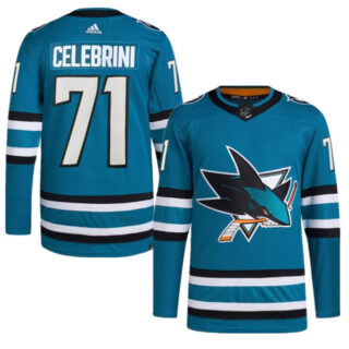 Men's San Jose Sharks #71 Macklin Celebrini Teal 2024 Draft Stitched Jersey