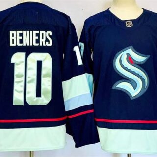 Men's Seattle Kraken #10 Matty Beniers Navy 2024-25 Home Stitched Hockey Jersey
