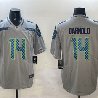 Men's Seattle Seahawks #14 Sam Darnold Grey 2025 Vapor Limited Stitched Football Jersey