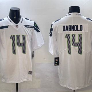 Men's Seattle Seahawks #14 Sam Darnold White 2025 Vapor Limited Stitched Football Jersey