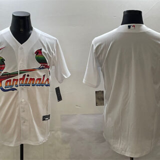 Men's St. Louis Cardinals Blank White Cool Base Stitched Baseball Jerseys