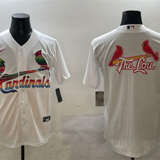 Men's St. Louis Cardinals Team Big Logo White Cool Base Stitched Baseball Jerseys
