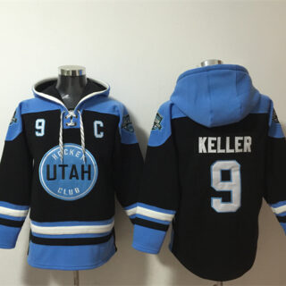 Men's Utah Hockey Club #9 Clayton Keller Black Blue Ageless Must-Have Lace-Up Pullover Hoodie