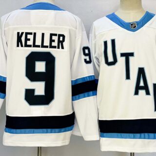 Men's Utah Hockey Club #9 Clayton Keller White 2024-25 With C Patch Stitched Jersey