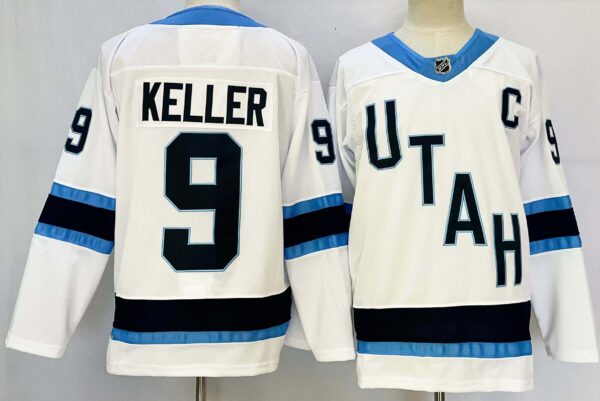 Men's Utah Hockey Club #9 Clayton Keller White 2024-25 With C Patch Stitched Jersey