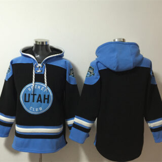 Men's Utah Hockey Club Blank Black Blue Ageless Must-Have Lace-Up Pullover Hoodie