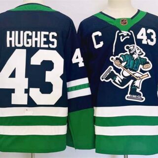 Men's Vancouver Canucks #43 Quinn Hughes Navy 2024 Reverse Retro Stitched Jersey