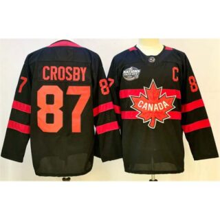 Men's Canada #87 Sidney Crosby Black 2025 4 Nations Face-Off Premium With C Stitched Jersey