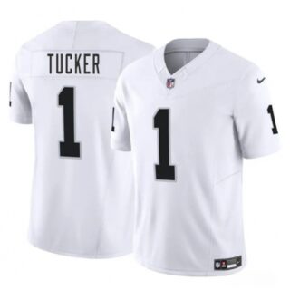 Men's Las Vegas Raiders #1 Tre Tucker White 2025 F.U.S.E. Vapor Football Stitched Jersey