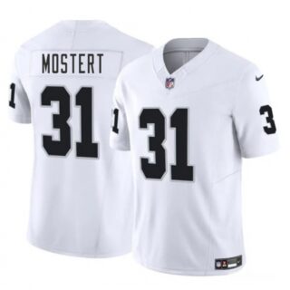 Men's Las Vegas Raiders #31 Raheem Mostert White 2025 F.U.S.E. Vapor Football Stitched Jersey