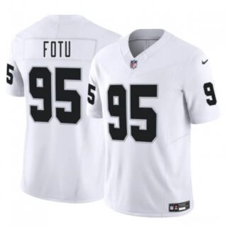 Men's Las Vegas Raiders #95 Leki Fotu White 2025 F.U.S.E. Vapor Football Stitched Jersey