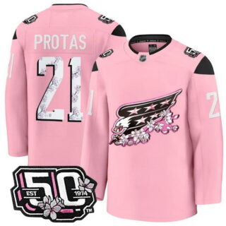 Men's Washington Capitals #21 Aliaksei Protas 50th Anniversary Cherry Blossom Premium Pink Jersey - All Stitched