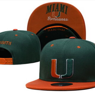 NCAA Miami Hurricanes Snapback Hat Green Orange