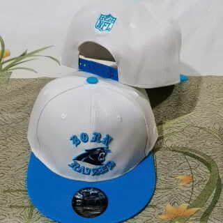 NFL Carolina Panthers Born Raised Snapback Hat White Blue
