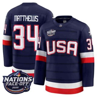 USA 4 Nations Face-Off 2025 Premium Auston Matthews 34 All Stitched Jersey
