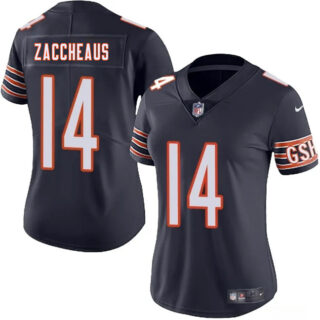 Women's Chicago Bears #14 Olamide Zaccheaus Navy 2025 Vapor Stitched Jersey(Run Small)