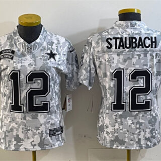 Women's Dallas Cowboys #12 Roger Staubach 2024 F.U.S.E Arctic Camo Salute To Service Limited Stitched Football Jersey(Run Small)