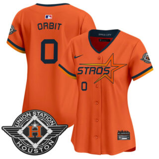 Women's Houston Astros #0 Orbit Orange 2025 City Connect Limited Stitched Baseball Jersey(Run Small)