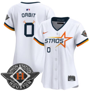 Women's Houston Astros #0 Orbit White 2025 City Connect Limited Stitched Baseball Jersey(Run Small)