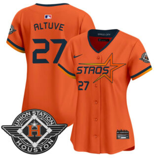 Women's Houston Astros #27 Jose Altuve Orange 2025 City Connect Limited Stitched Baseball Jersey(Run Small)