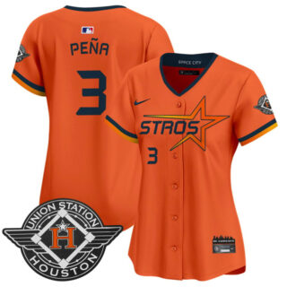 Women's Houston Astros #3 Jeremy Pena Orange 2025 City Connect Limited Stitched Baseball Jersey(Run Small)