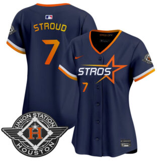 Women's Houston Astros #7 C.J. Stroud Navy 2025 City Connect Limited Stitched Baseball Jersey(Run Small)