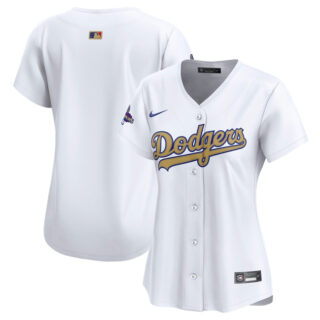 Women's Los Angeles Dodgers Blank White 2025 Gold Collection Limited Stitched Baseball Jersey(Run Small)