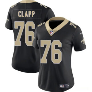 Women's New Orleans Saints #76 Will Clapp Black 2025 Vapor Stitched Game Jersey(Run Small)
