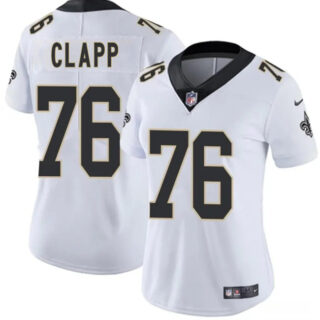 Women's New Orleans Saints #76 Will Clapp White 2025 Vapor Stitched Game Jersey(Run Small)