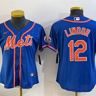 Women's New York Mets #12 Francisco Lindor Royal 2025 Spring Training Cool Base Stitched Baseball Jersey(Run Small)