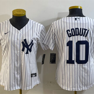 Women's New York Yankees #10 Goduti White Cool Base Stitched Baseball Jersey(Run Small)