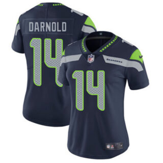 Women's Seattle Seahawks #14 Sam Darnold Navy Vapor Limited Stitched Football Jersey(Run Small)