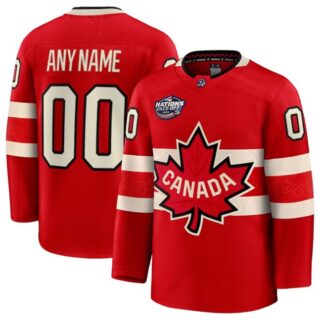 Youth Canada Active Player Custom Red 2025 4 Nations Face-Off Premium Stitched Jersey