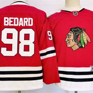 Youth Chicago Blackhawks #98 Connor Bedard Red 2024 Stitched Hockey Jersey