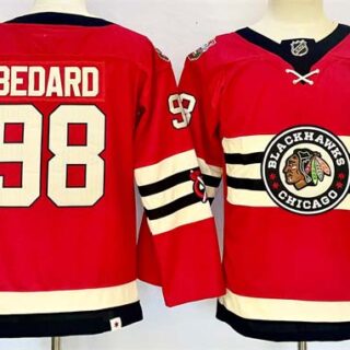 Youth Chicago Blackhawks #98 Connor Bedard Red 2024 Winter Classic Stitched Hockey Jersey