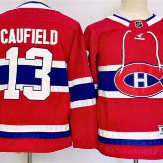 Youth Montreal Canadiens #13 Cole Caufield Red 2024-25 Stitched Jersey