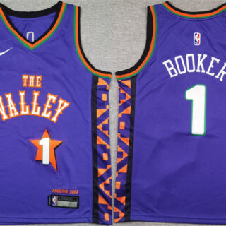 Youth Phoenix Suns #1 Devin Booker Purple 2024 City Edition Stitched Basketball Jersey