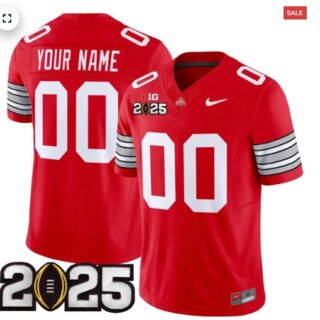 Custom Men's Ohio State Buckeyes 'Heritage Stripe' 2025 CFP Final Patch Vapor Limited Jersey Red