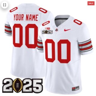 Custom Men's Ohio State Buckeyes 'Heritage Stripe' 2025 CFP Final Patch Vapor Limited Jersey White