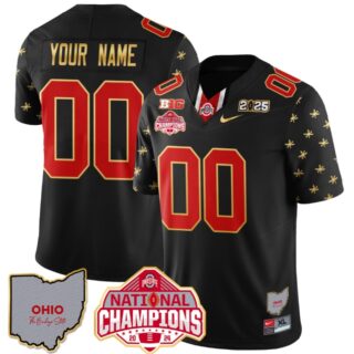Custom Ohio State Buckeyes 2024 National Champions Limited Gold Jersey N1 Black Limited
