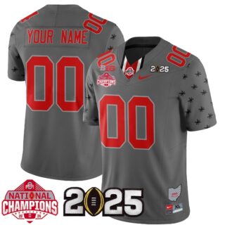 Custom Ohio State Buckeyes 2024 National Champions Limited Jersey N2 Gray